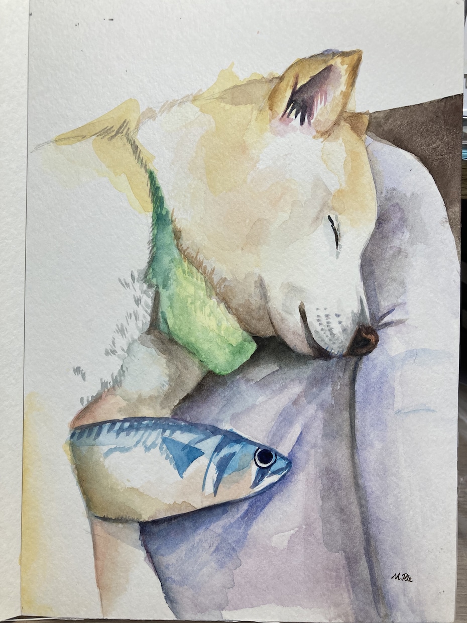 A5～A4サイズで動物ちゃんの似顔絵描きます 水彩でふんわり優しく♬.*ﾟ可愛らしい表情を描きます イメージ7