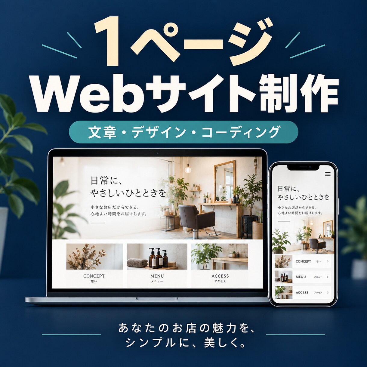 小さなお店の1ページWebサイトを制作します 文章・デザイン・コーディングまで一括対応します イメージ1