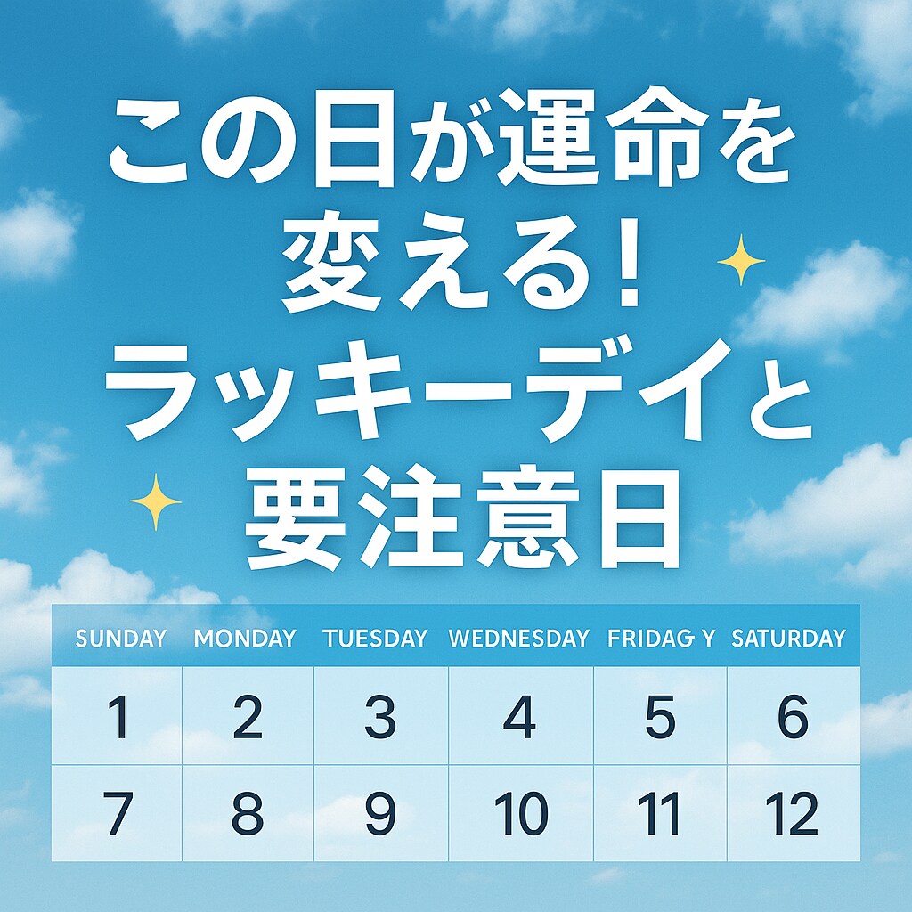 あなたのラッキーデイと要注意日を占います お好きな月を指定！追加で1日だけ知りたい日を指定もOK！ イメージ9