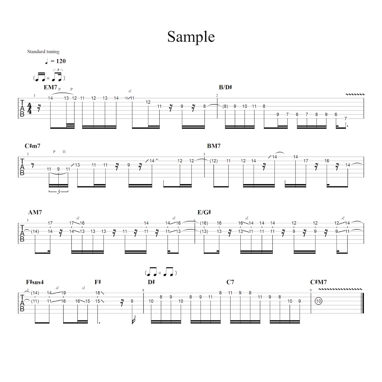 ギター(ベース)の採譜を承ります 絶対音感のギタリストが高品質なTAB譜を制作 イメージ4