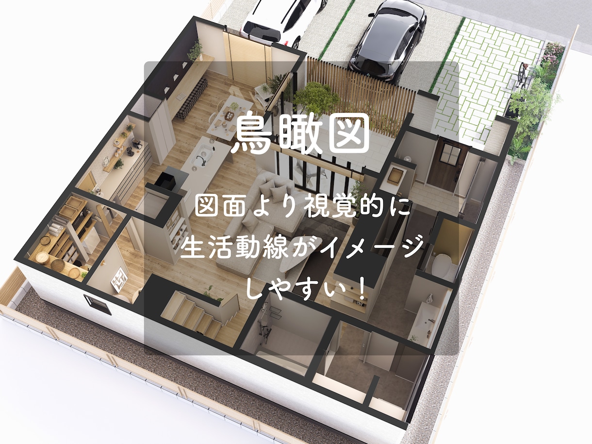 ワクワクする内観パース制作します 低価格で高品質な鳥瞰図、断面パース制作します！ イメージ1