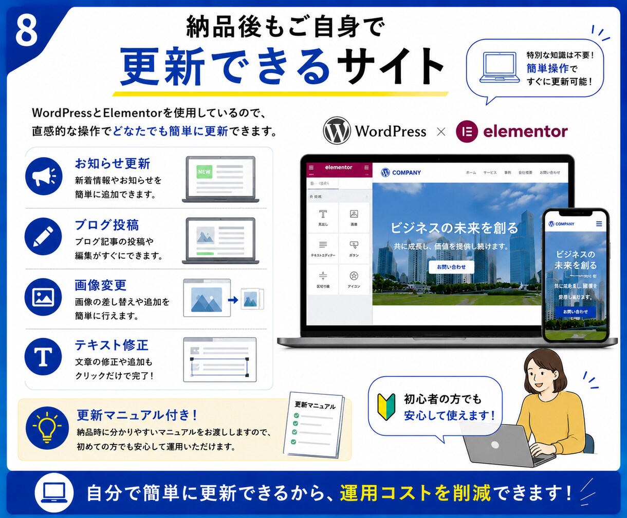 集客につながるホームページ制作します 更新しやすく安心のホームページを制作します。 イメージ8