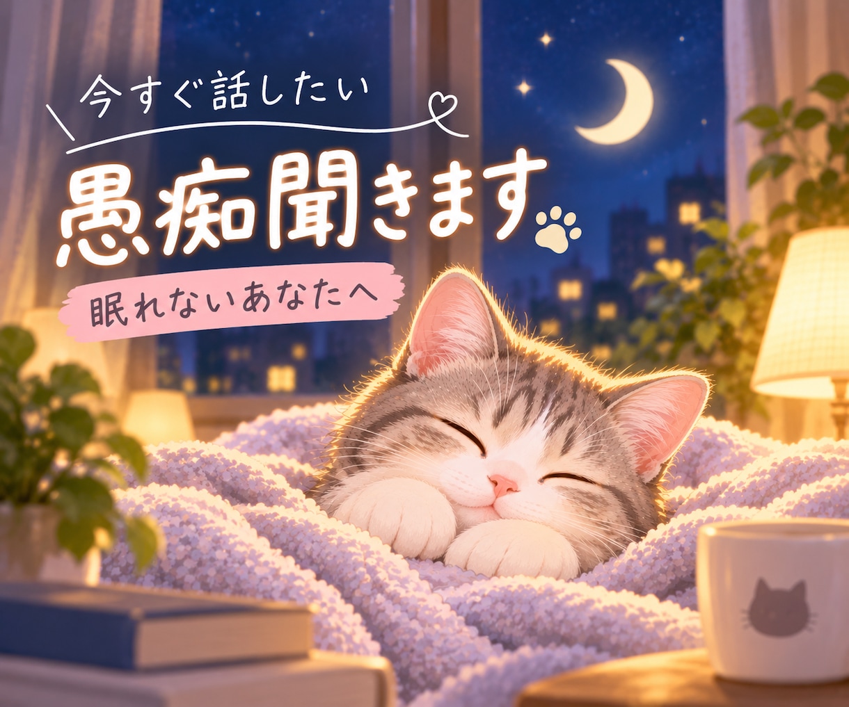 夜の話し相手｜愚痴やモヤモヤ、聞きます 誰かに話したい夜に。あなたのままで大丈夫です イメージ1