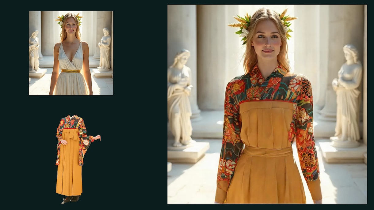 モデルの服と背景だけ変えます AIで服や背景を自由にカスタマイズ イメージ2