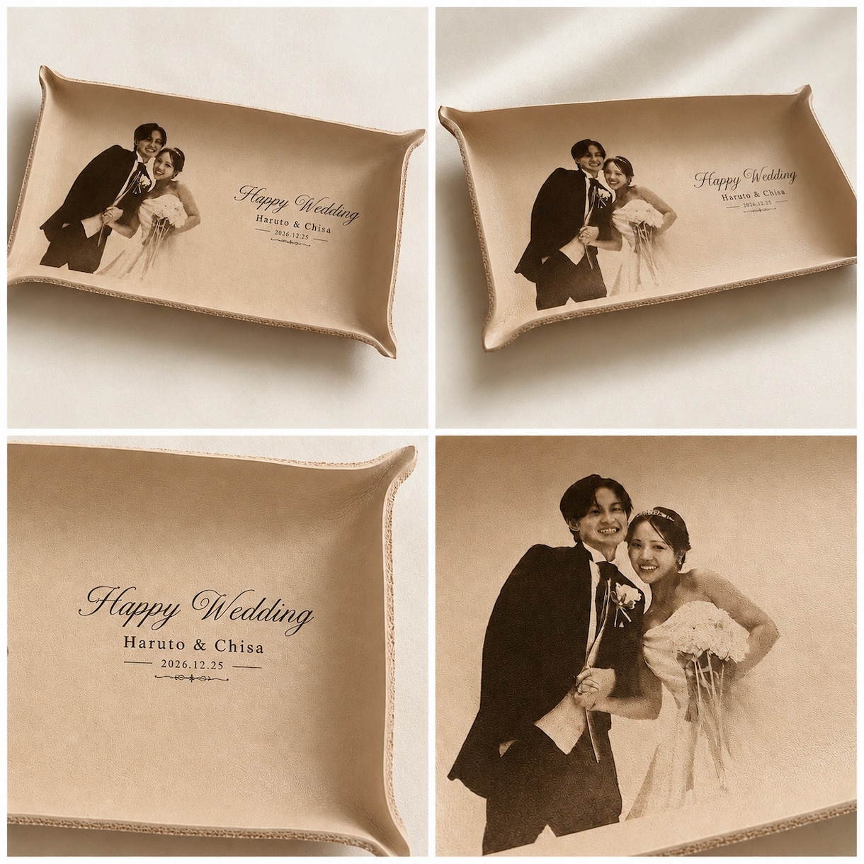結婚祝い 写真入りレザートレイ作ります 結婚式後のプレゼント・両親贈呈品　ウェディングギフト イメージ3