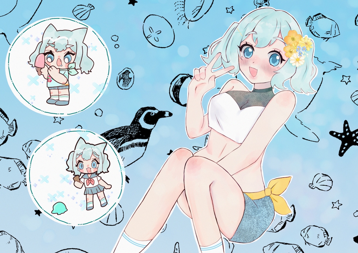 かわいいイラスト描きます ミニキャラ〜等身までかわいいアイコン任せてください イメージ2