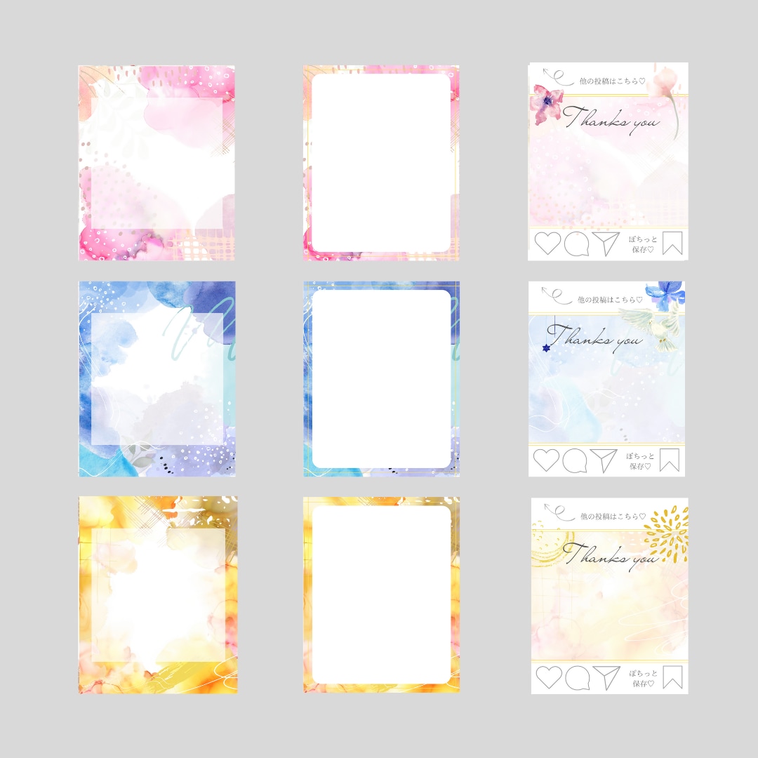 Canvaインスタ投稿テンプレセットを販売します アレンジ可能♡すぐ使える水彩画テンプレセット♡ イメージ2