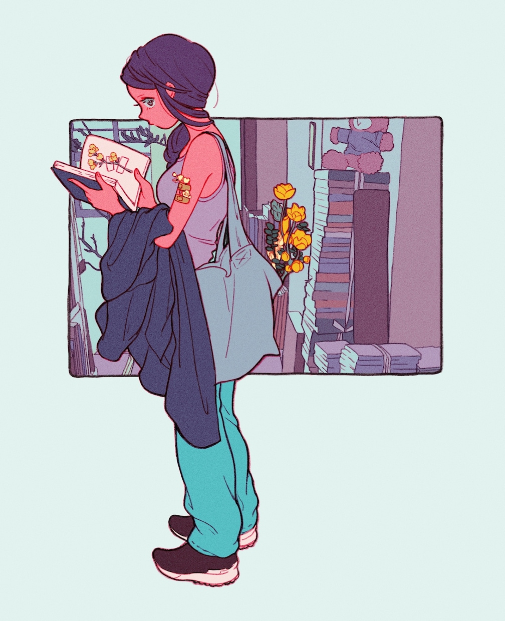ローファイな女の子と植物のイラスト描きます 小説雑誌の扉絵経験あり。イマドキの人に響くローファイイラスト イメージ2