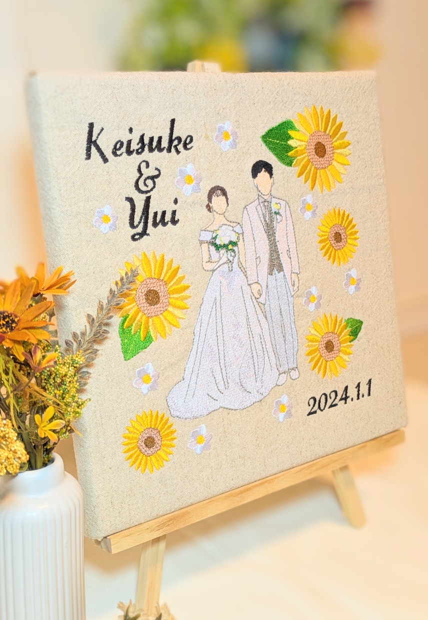 ガーデン結婚式にマッチするウェルカムボード作ります 『ガーデンウェディング』に！刺繍が美しいウェルカムボード イメージ3