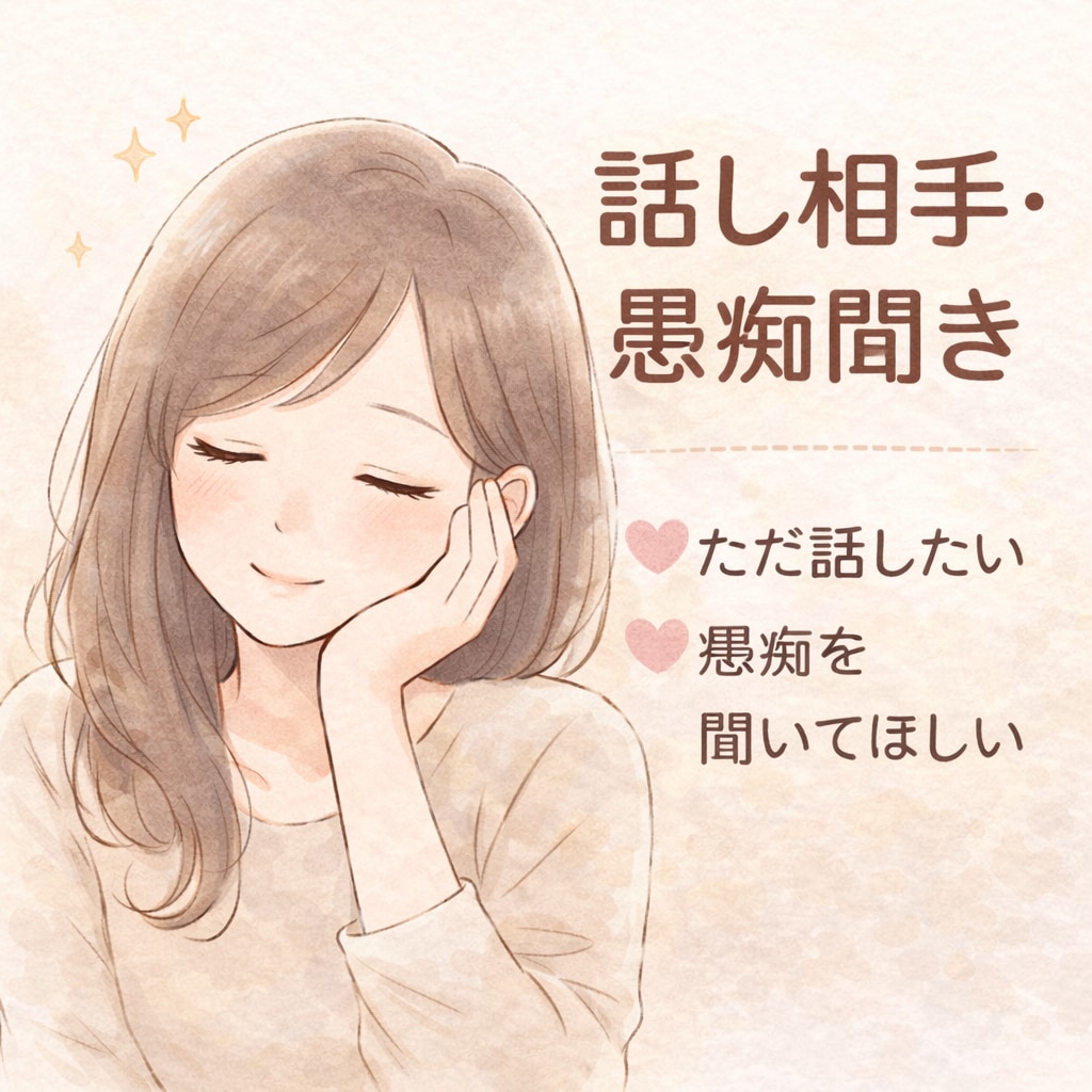 ただ話したい、愚痴りたい方の話を聞き（30分）ます 否定なし／アドバイス控えめ／チャット相談／夜対応 イメージ1