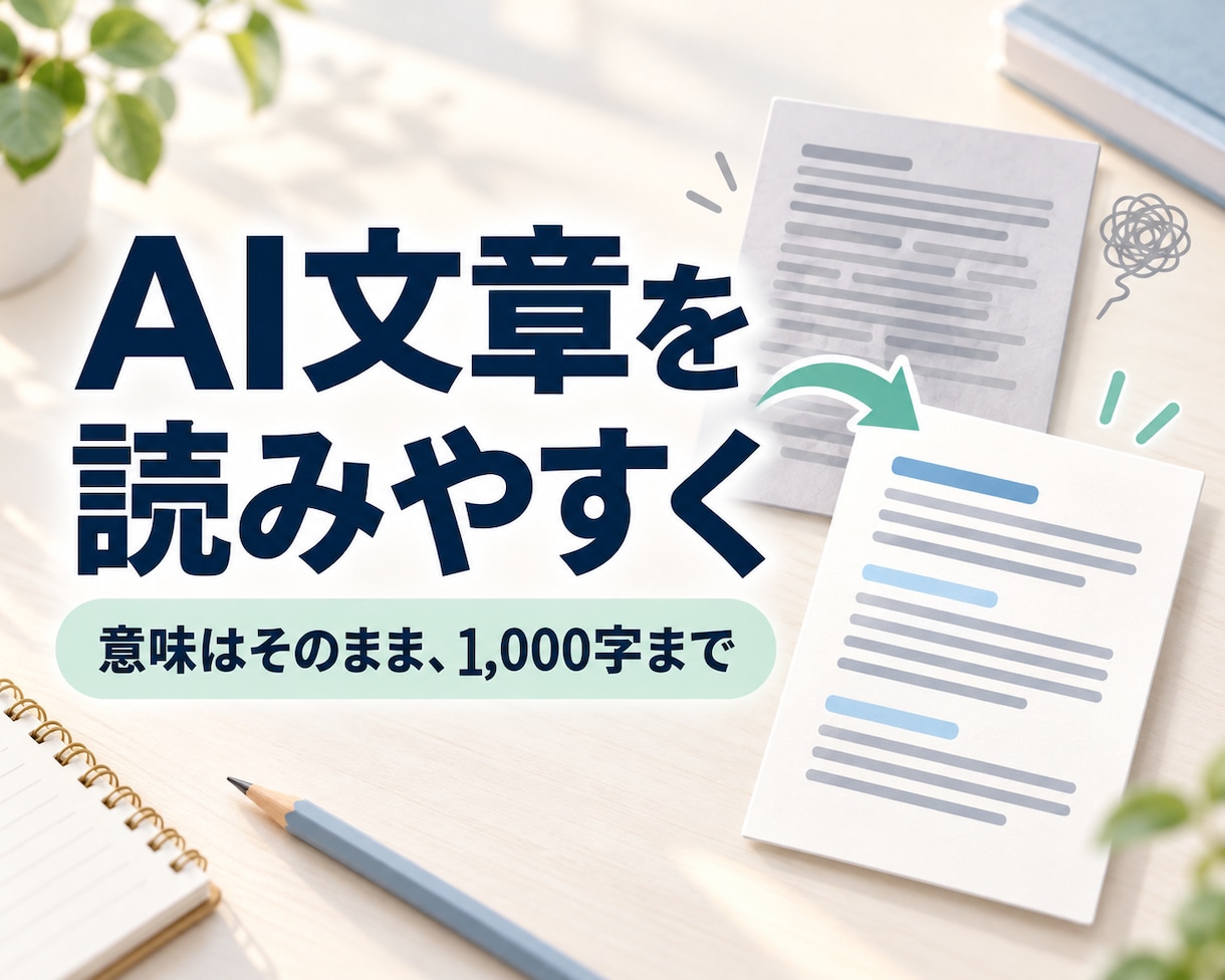 AI文章の不自然な表現を読みやすく整えます 意味を保って自然な文章に｜1,000字まで イメージ1