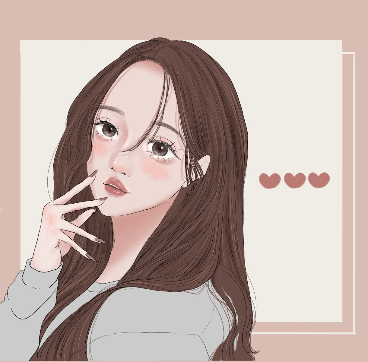 商用可◎オルチャン風が可愛いアイコン描きます 韓国トレンド好きさんにぴったり♡お顔、髪、とにかく可愛く♡ イメージ3