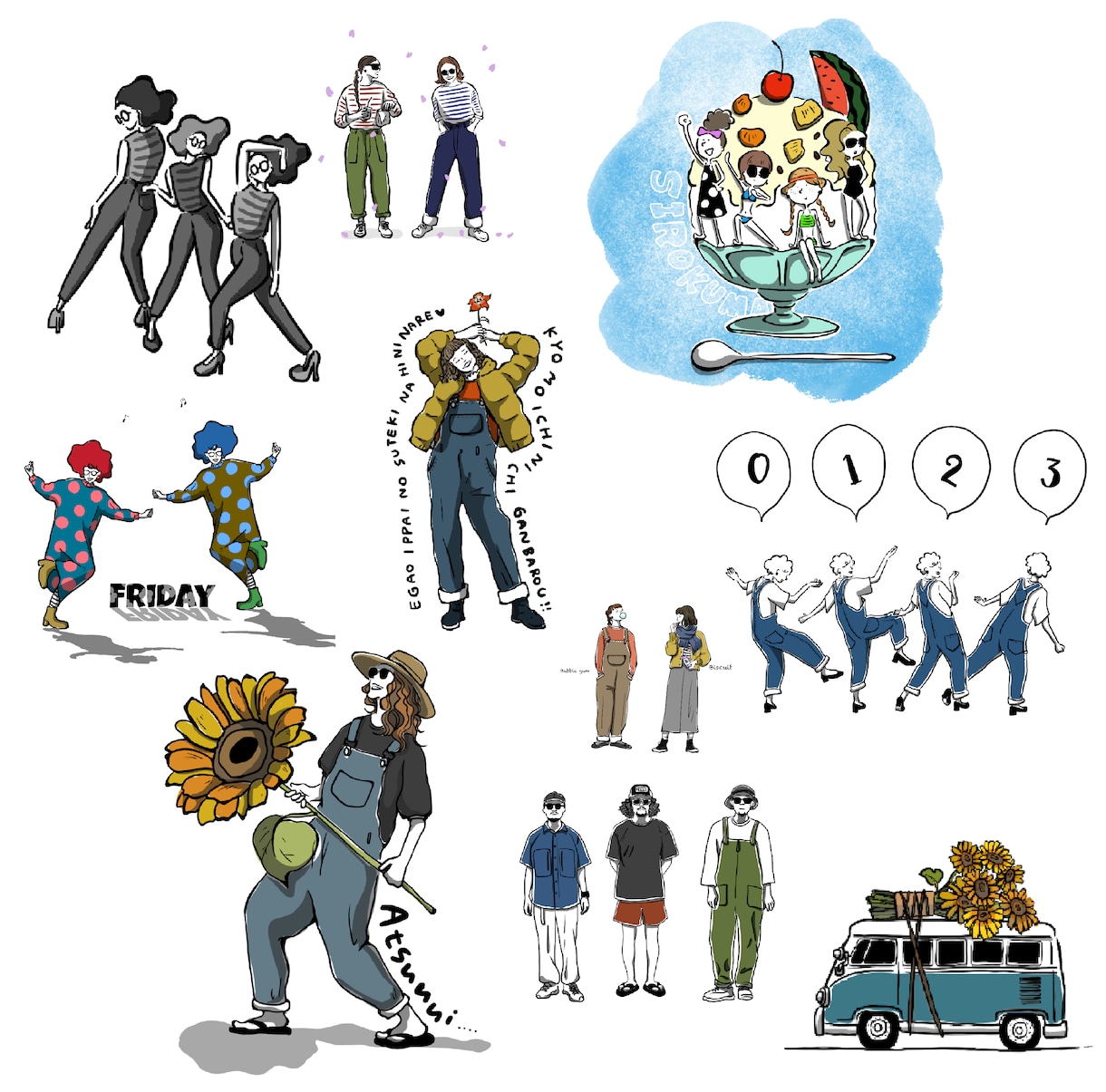 POPでおしゃれなイラストお描きします モノクロ、カラー、かわいいイラストを心を込めて。 イメージ1