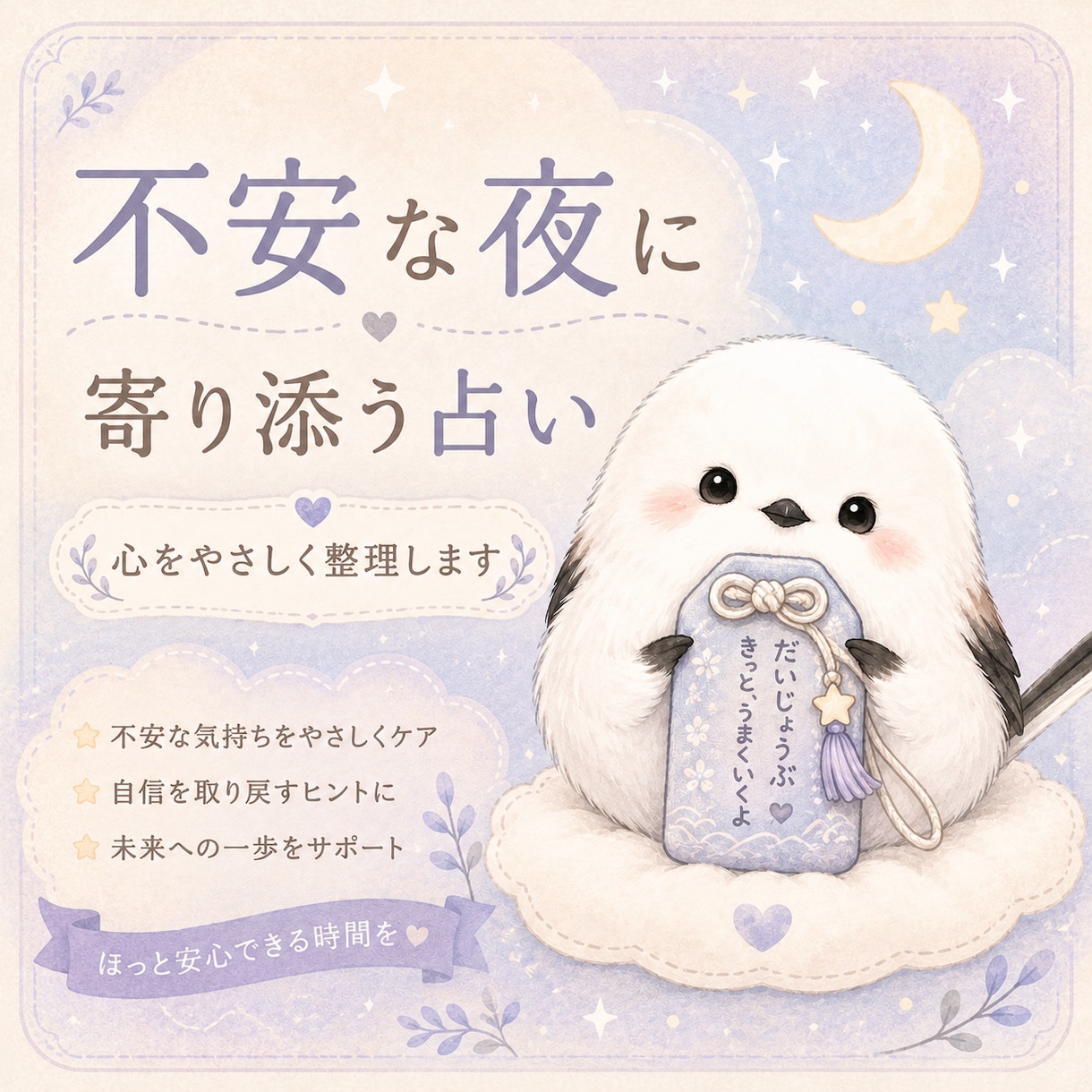 不安な夜に自己否定をやわらげる寄り添い占いします 不安や言葉にできないときタロットを使いやさしく整理する鑑定 イメージ1