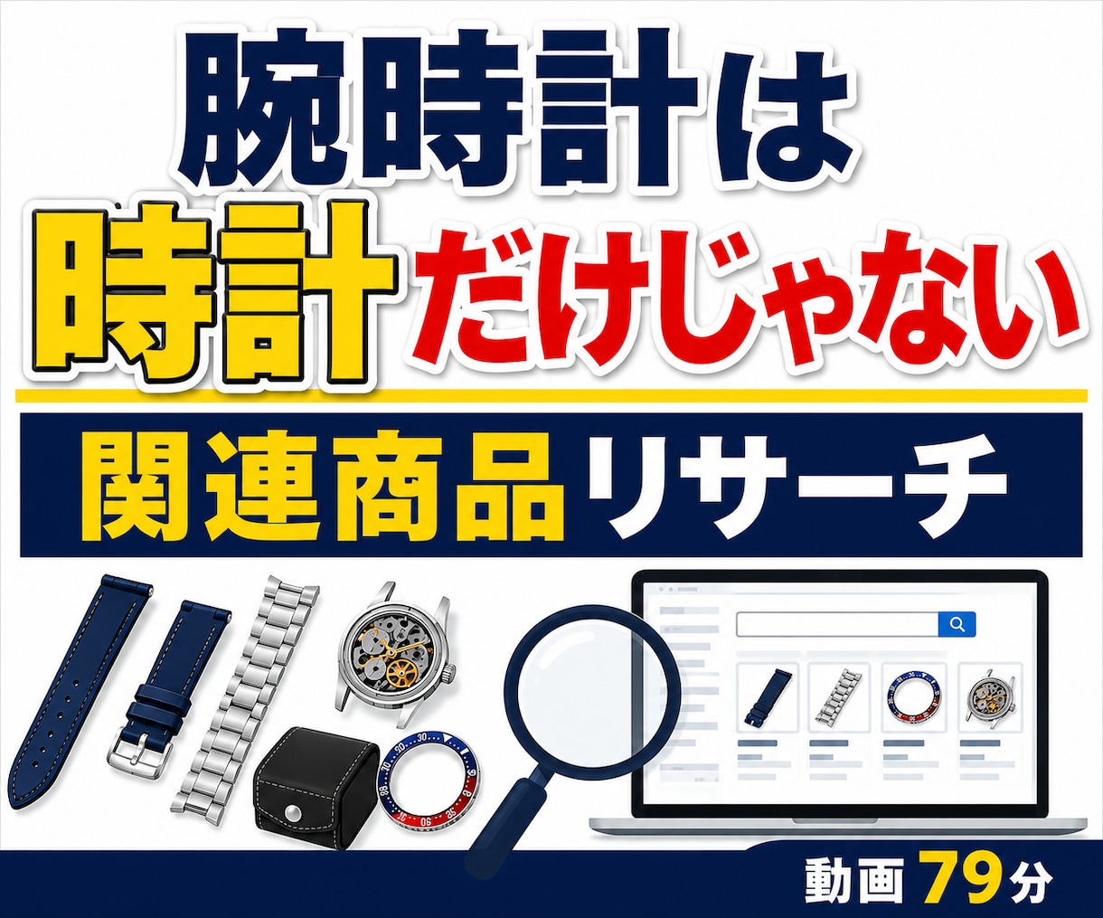 腕時計関連品のeBayリサーチを実演します 高額な腕時計を避けて周辺商品へ広げる79分リサーチ動画 イメージ1