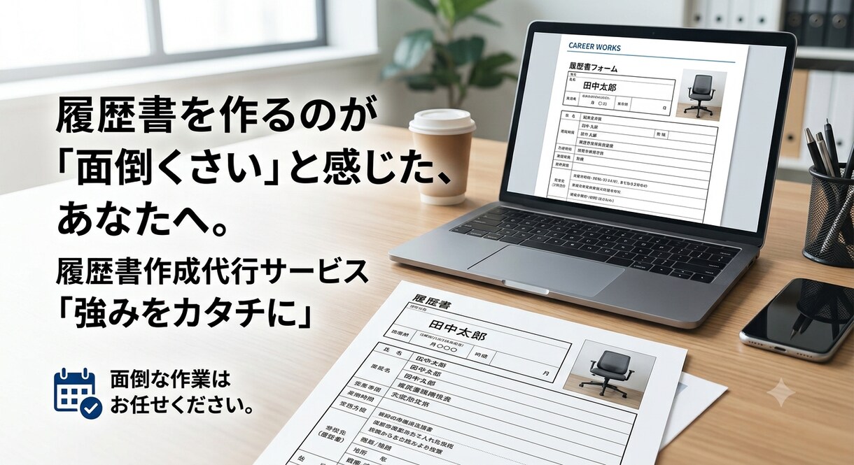 面倒な履歴書作成の代行を行います 履歴書作らないとだけど、時間がない、面倒だと思うあなたへ！ イメージ1