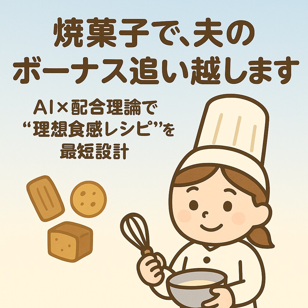 焼菓子で夫のボーナス追い越します AI×配合理論で理想食感を最短実現 イメージ1