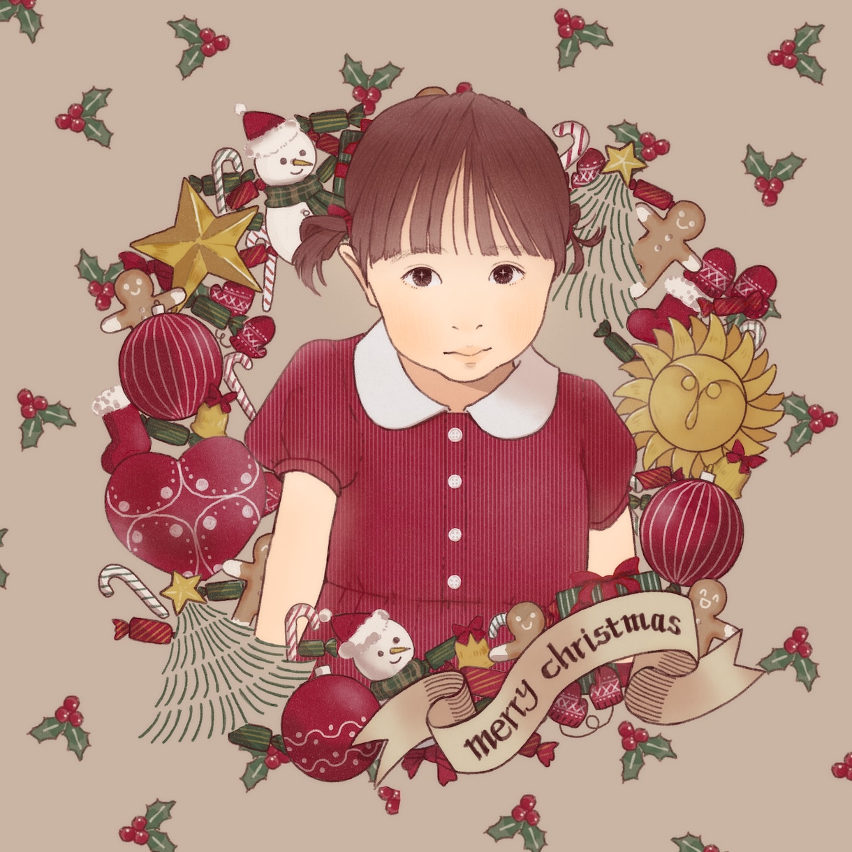 クリスマスにぴったりな似顔絵を描きます プレゼントやSNSアイコンにおすすめ！ペットも描けます。 イメージ4