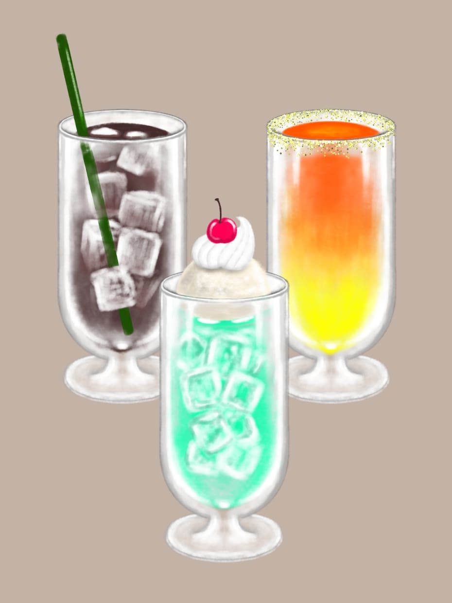 水彩の透き通る雰囲気でメニュー表描きます カフェ等のドリンクやフードメニューを水彩をメインに描きます イメージ2