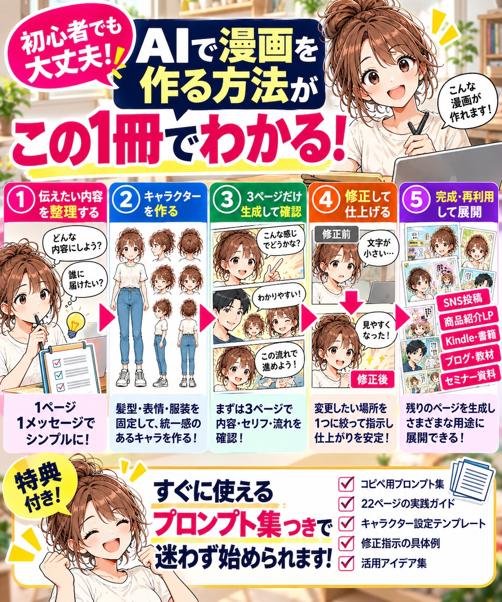 初心者が原稿からAI漫画自動作成ガイド提供します SNS・LP・Kindle・幅広く使えるテンプレ丸ごと収録 イメージ9