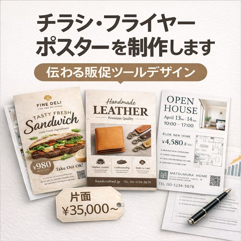 チラシ・フライヤー・ポスターを制作しますます ブランドの世界観を大切にした販促デザイン イメージ1