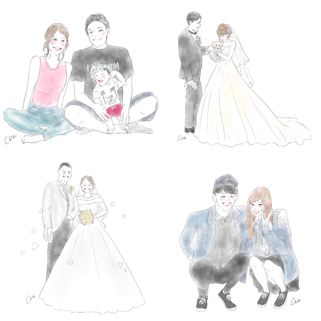 ふんわり優しい似顔絵描きます 大切な記念日をイラストで。アイコンやウェルカムボードに イメージ5