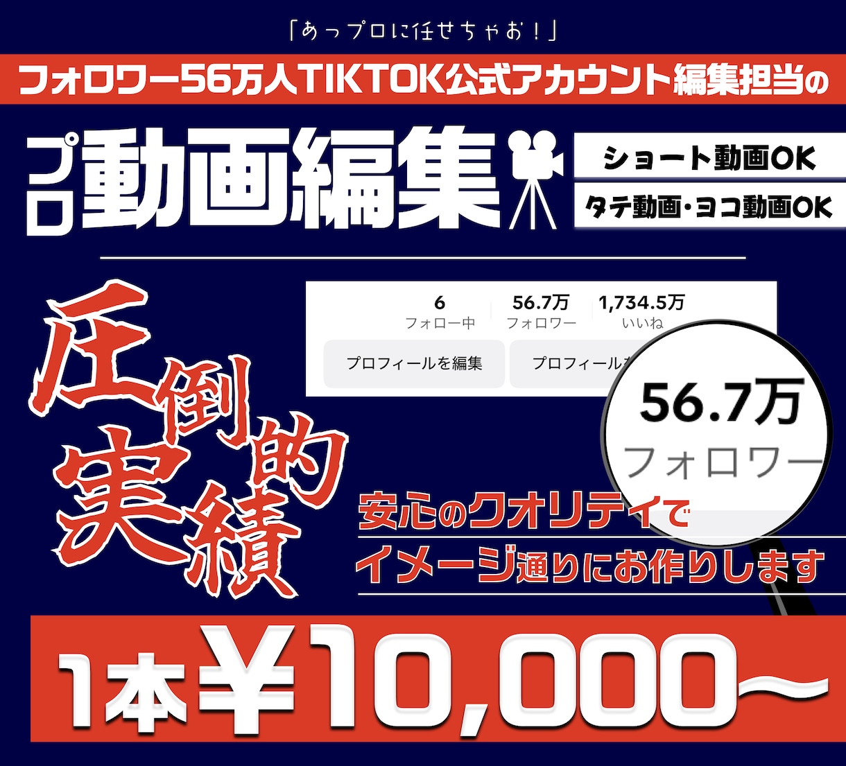 累計再生6億回>>見られる動画広告をお作りします 圧倒的実績！プロのクリエターの動画編集担当です。 イメージ1