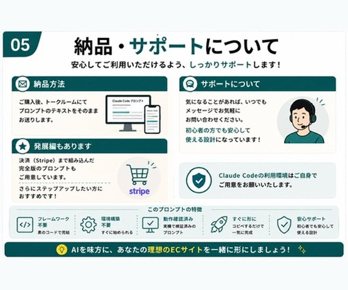 Claude CodeでEC構築プロンプト渡します 非エンジニアが実際に作った実証済みプロンプト イメージ5
