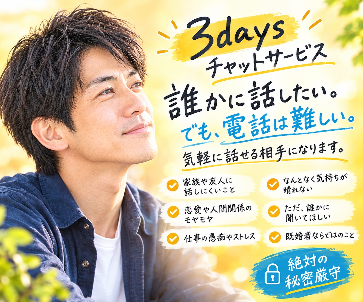 3days◼️解決より、理解。あなたの話を聞きます 答えは大切。でも、あなたの気持ちはもっと大切。３日チャット。 イメージ1