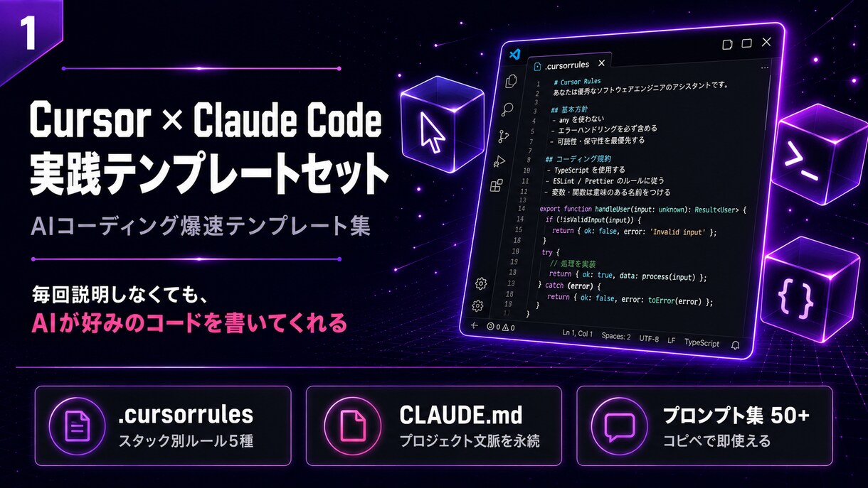 AIで作業が爆速になるTPL販売します 迷わずすぐ使えるCursor開発テンプレート全8種 イメージ1