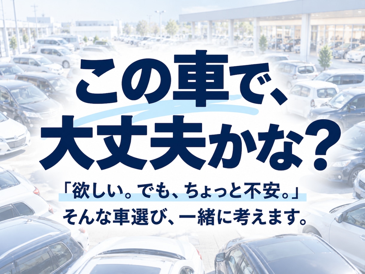 車の購入相談｜プロがその車を買っていいか診断します 中古車＆新車｜あなたの車選びを業界20年の経験からアドバイス イメージ1