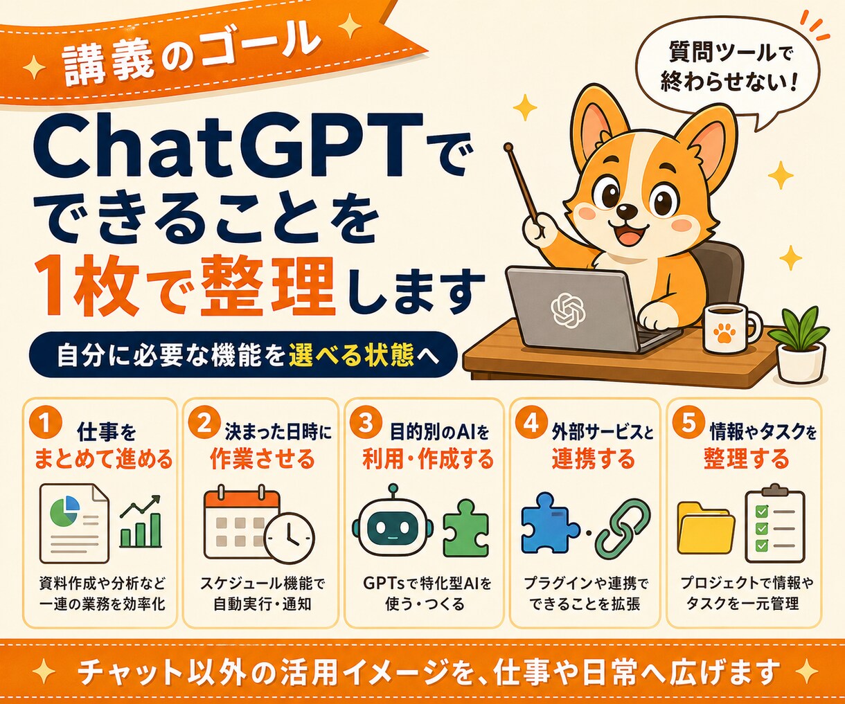 １名限定価格：ChatGPT便利機能を教えます 初心者向け：チャット以外の機能を1時間で総ざらいします イメージ3