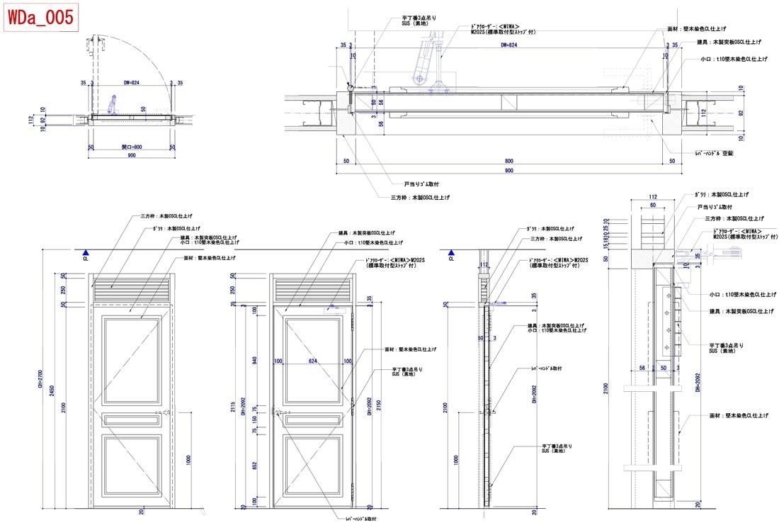 汎用性のある木製片開きの建具図面を販売しています 《時間短縮》幅・高さ寸法の変更で実物件も対応可能！ イメージ6