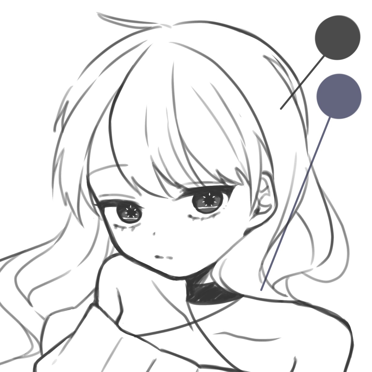 シンプルなアイコン描きます 白黒＋瞳カラーのアイコンです。＋料金で髪・服の彩色承ります。 イメージ1