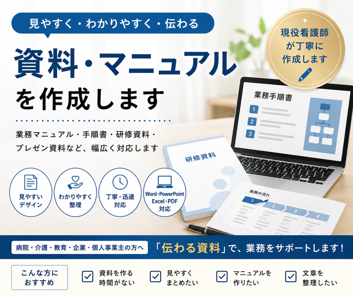 見やすく伝わる資料・マニュアルを作成します 現役精神科看護師が丁寧に資料を作成します イメージ1