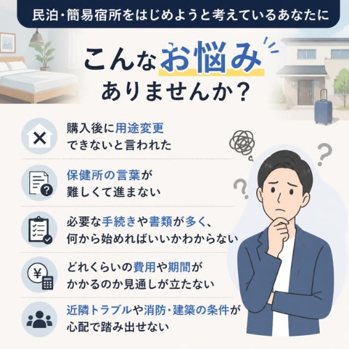 民泊・簡易宿所の物件適合診断＆手続き指導します 【建築士 × 行政書士】ダブルライセンスが徹底サポート イメージ2