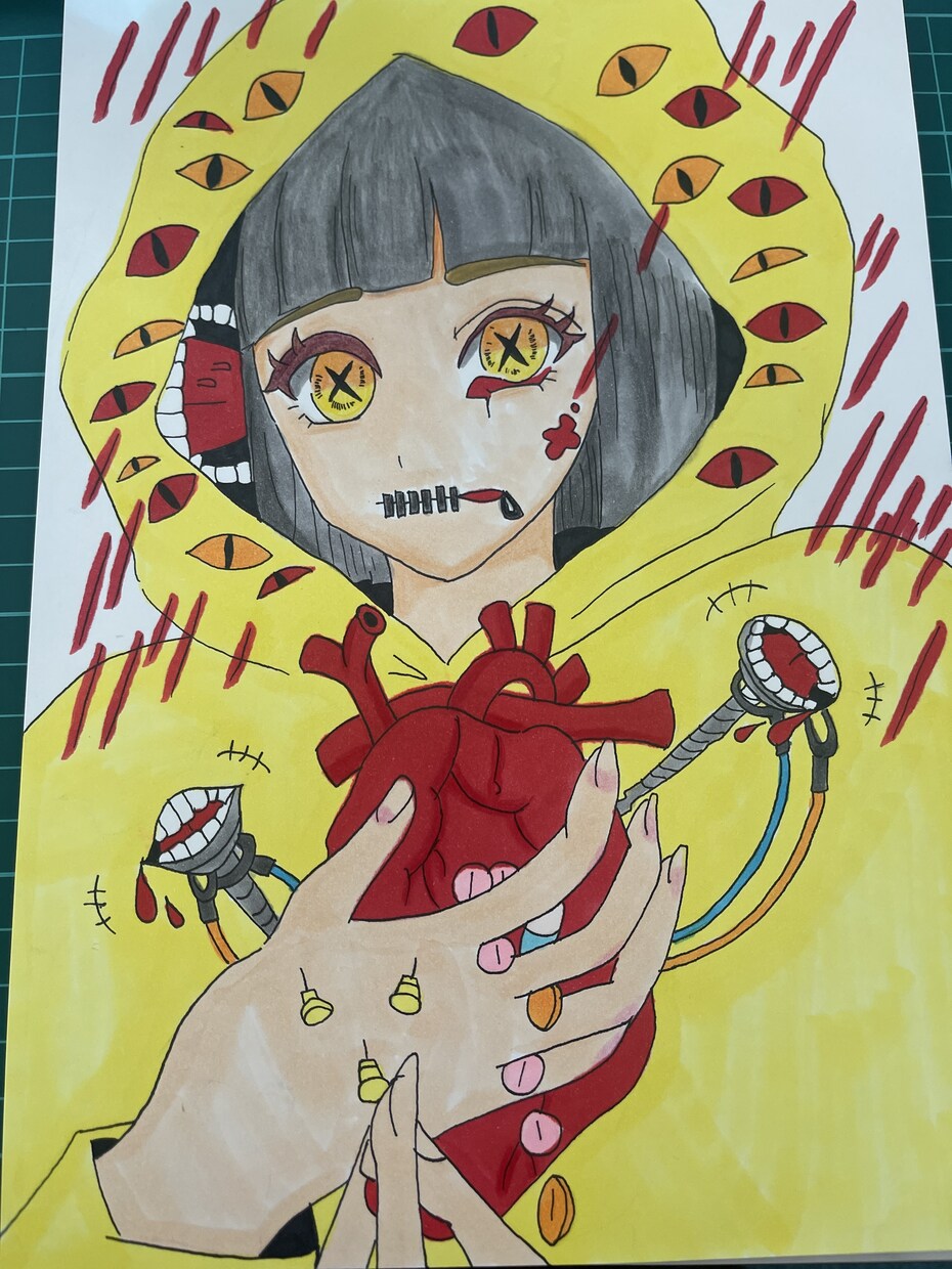 自己を表現した作品です。ます 血の雨　自己の感情を表現した作品。 イメージ1