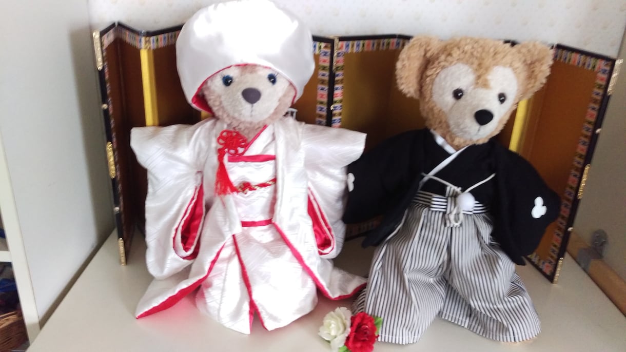 和装結婚式ウェルカムドール衣装作成致します お好きなぬいぐるみの羽織袴、打掛着物を作成致します イメージ6