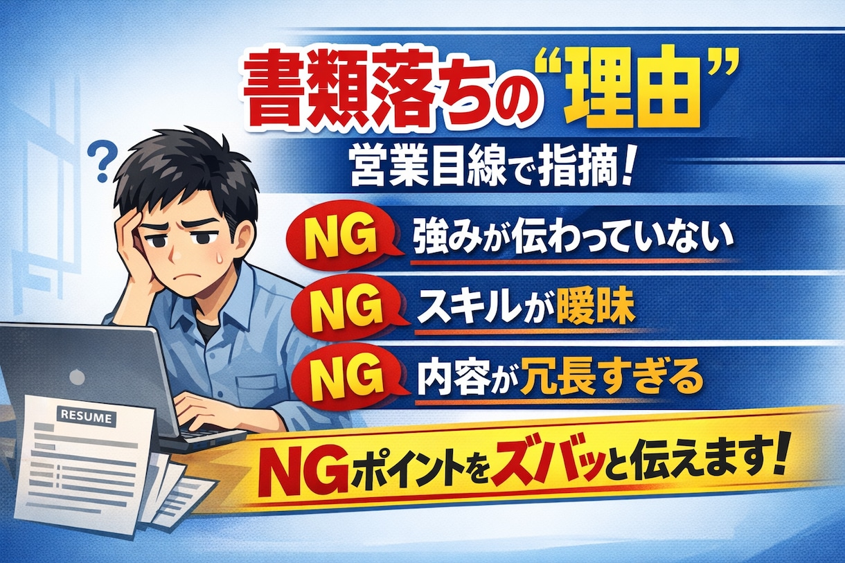 SES営業が通らない理由を指摘します その経歴書伝わってないかも？営業目線であと一歩を見つけます イメージ1