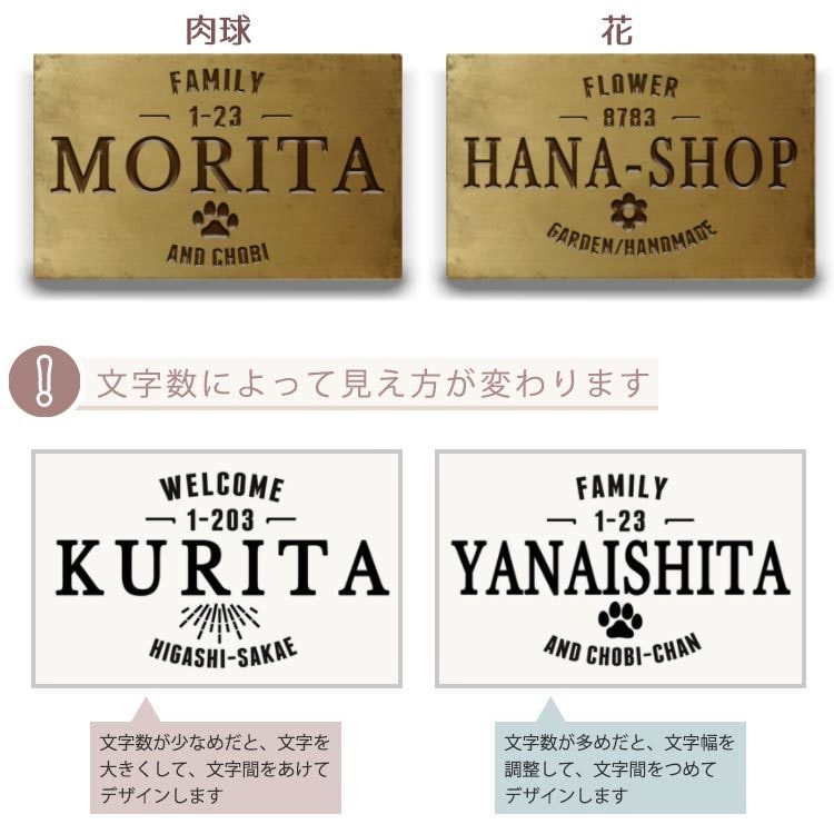 表札・真鍮製をヴィンテージ加工でお届けします 【ラベルデザイン】/極厚3㎜門柱、玄関が一層お洒落に！ イメージ6
