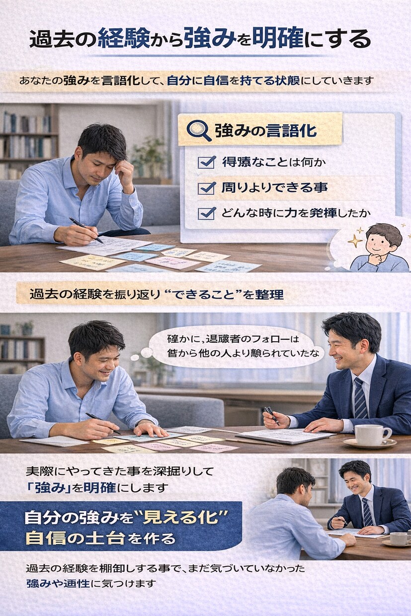 自信を失って動けない方の転職ゼロから立て直します 転職したいのに動けない。そんな状態からでも大丈夫です。 イメージ8