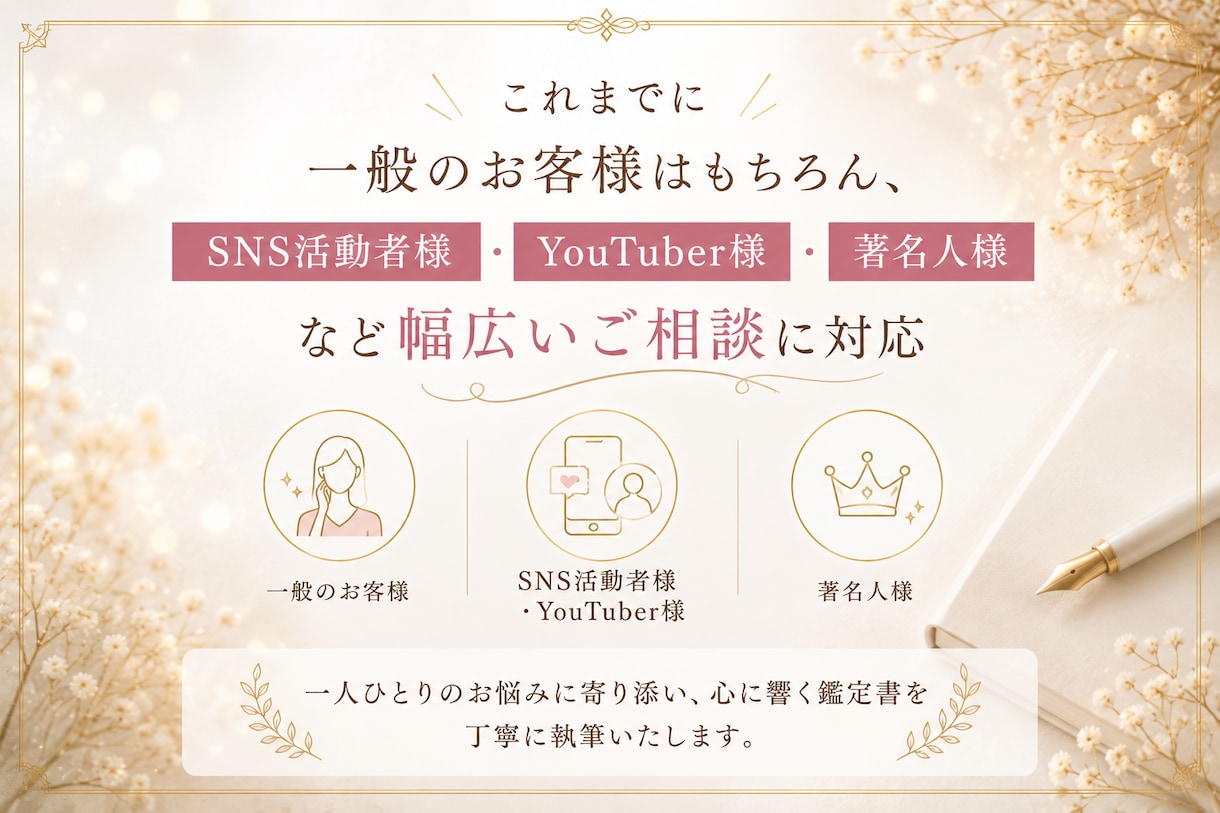 書いた文字からアナタの今の状態を読み解き鑑定します YouTuber・著名人様の鑑定実績あり！！ イメージ2