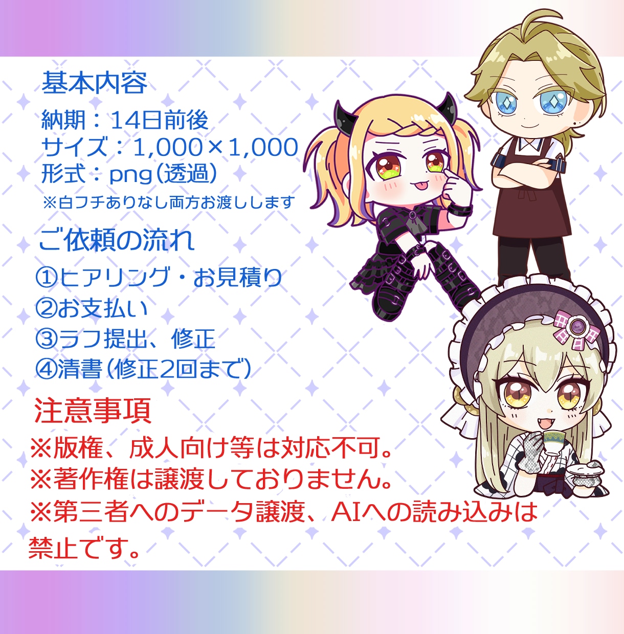 可愛いミニキャラ・SDキャラ描きます サムネイル、SNS等に！商用利用にも対応可能です イメージ3