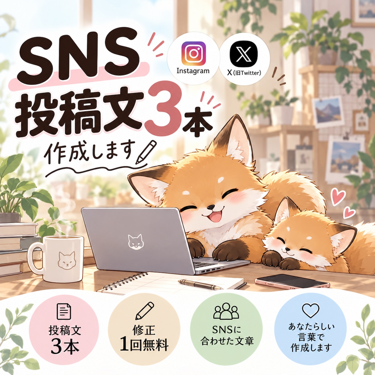 SNSで使える投稿文を3本作成します 投稿文に悩む方へ！伝わる文章作りをお手伝い イメージ1
