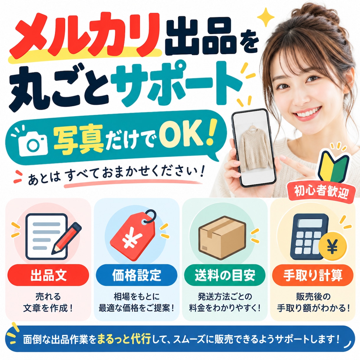 メルカリ出品を写真から丸ごとサポートします タイトル・説明文・価格・送料・手取りまで作成 イメージ1