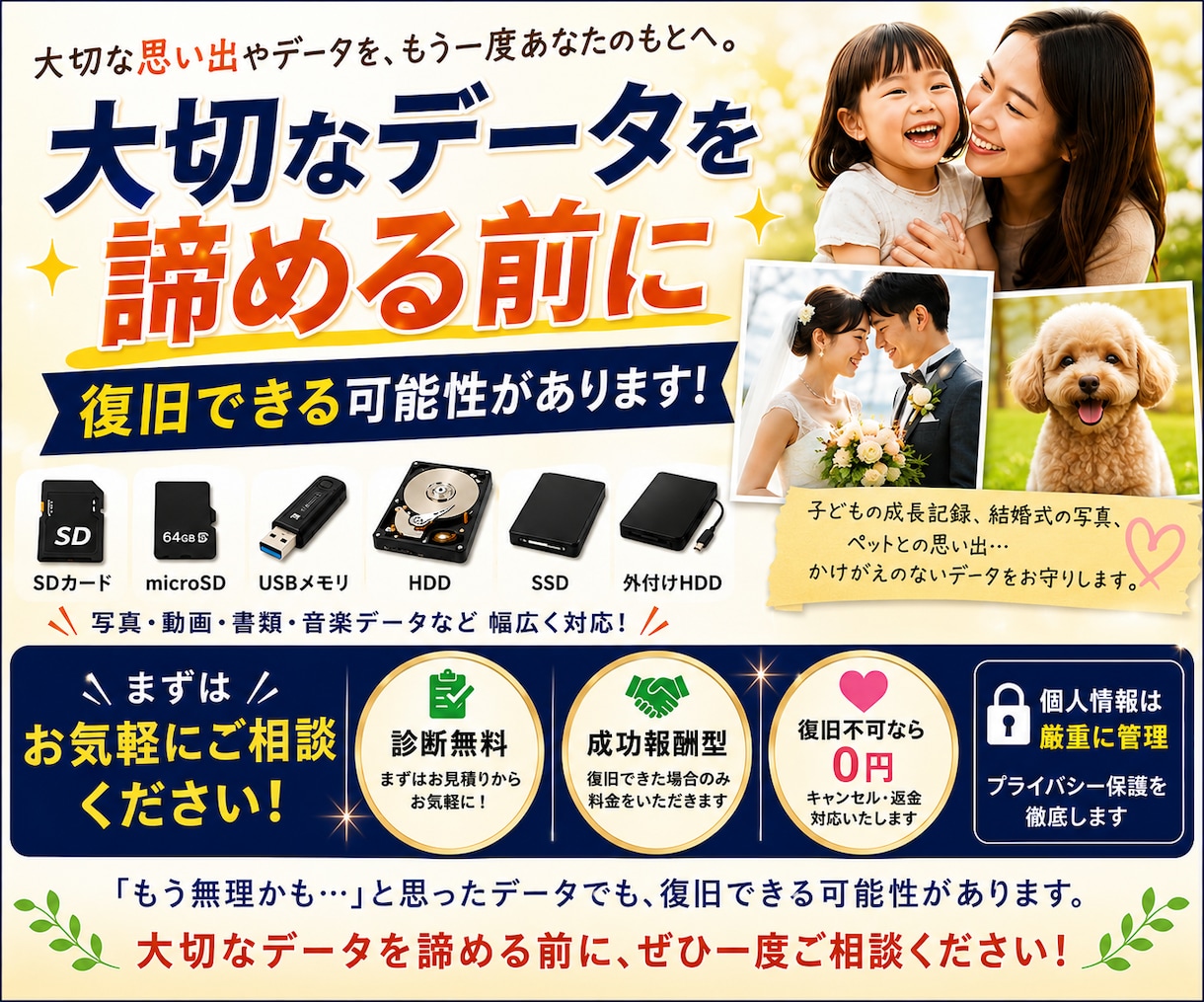 データ復旧〜失われた大切なデータを復元します 誤って削除してしまった想い出をもう一度あなたの手元に イメージ1