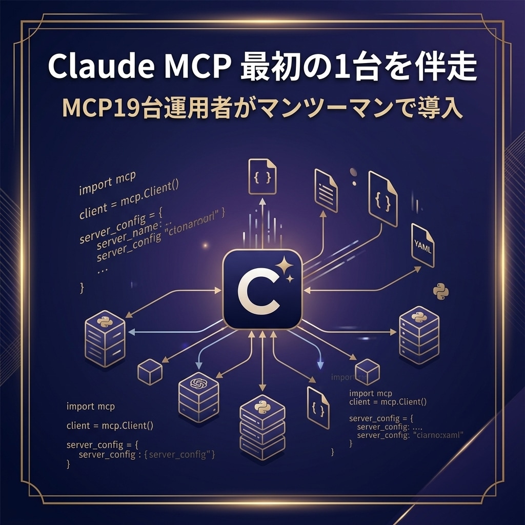 Claude MCP最初の1台、伴走で導入します MCP21台運用者が60分で最初の1台を一緒に導入 イメージ1