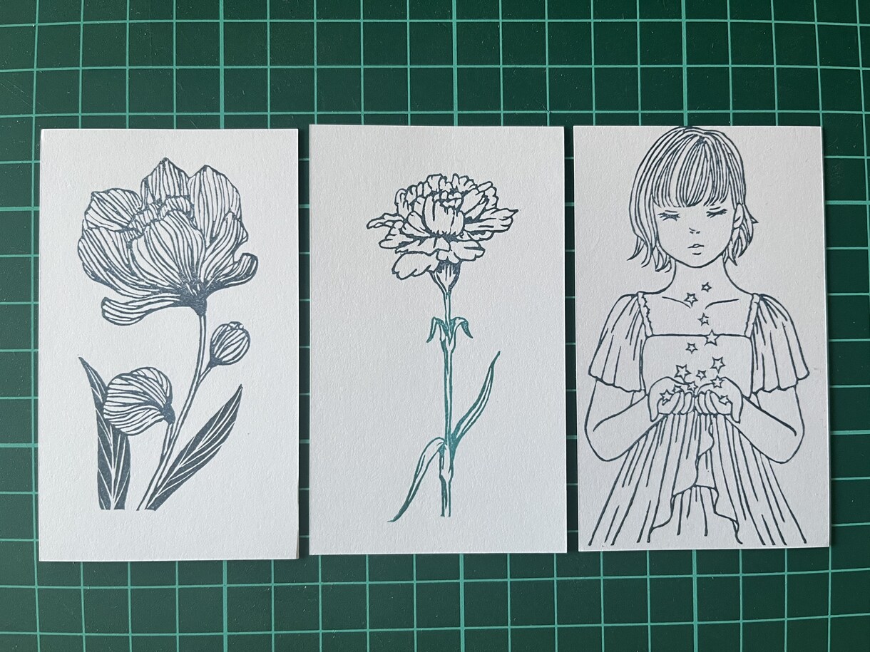 オリジナルの消しゴムはんこをお作りします ●はがき1/4サイズに収まるはんこをお作りします！ イメージ6