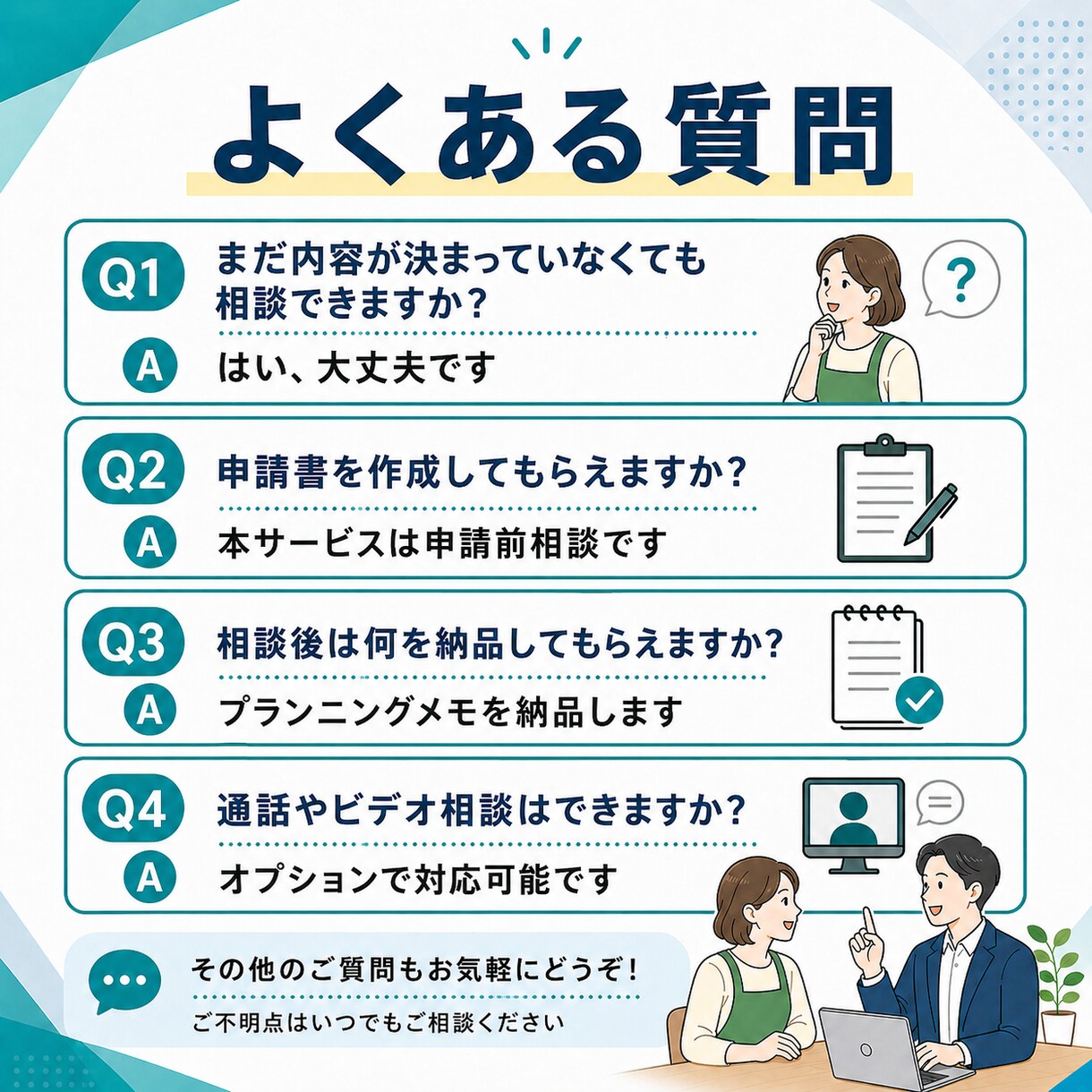 持続化補助金の申請前相談に乗ります 申請前の事業アイデアを一緒に整理します イメージ9