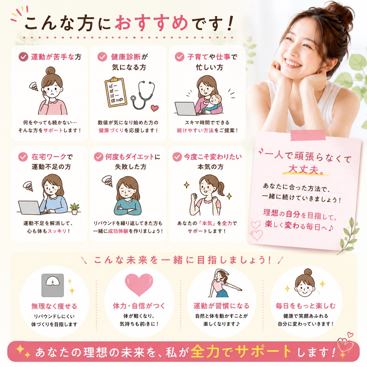 無理なく続けられるよう伴走します 【運動嫌い専門】続けられるパーソナルダイエット相談 イメージ4